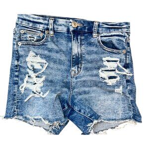 American Eagle Womens‎ Curvy High Rise Distressed Shortie Size 4 cyber grunge